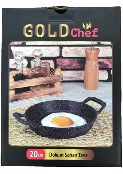 18-20-22 cm 3'lü Set Gold Chef Granit Döküm Sahan Tava Yanmaz Yapışmaz Iç Düzey indirimleri