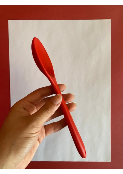 Sert Uçlu Isıya Dayanıklı Yanmaz Yapışmaz Silikon Kısa Derin Kaşık 20 cm