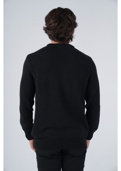 Erkek Siyah Saç Örgülü Yürütme Bisiklet Yaka Triko Yün Kazak TRIST-5303 modelleri