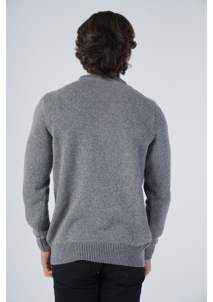 Erkek Gri Saç Örgülü Yürütme Bisiklet Yaka Triko Yün Kazak TRIST-5303 modelleri