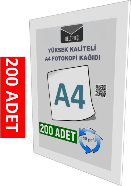 A4 Fotokopi Kağıdı 200 Adet 80 gr