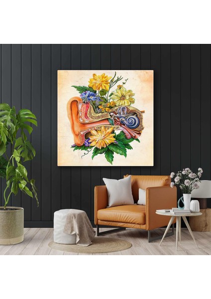 Kulak Anatomisi Kulak Burun Boğaz Çiçekler Ent Kanvas Tablo