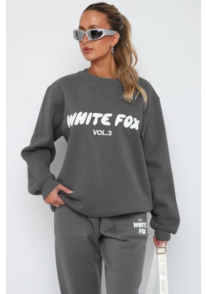 Füme Bisiklet Yaka Baskılı Sweatshirt MG1904 fiyatları