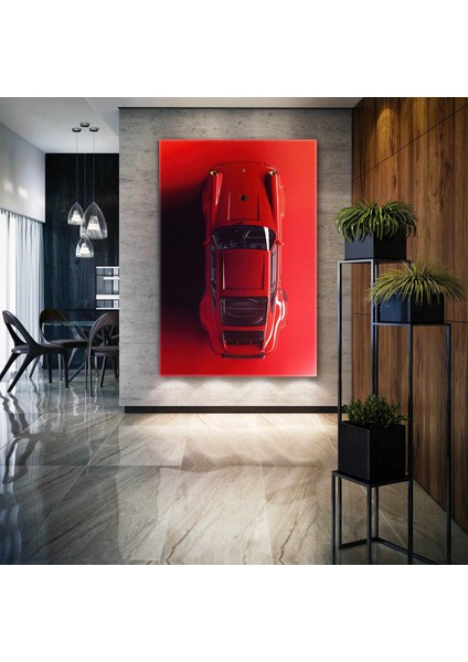 Kırmızı Porsche Klasik Araba Efsane Kanvas Tablo