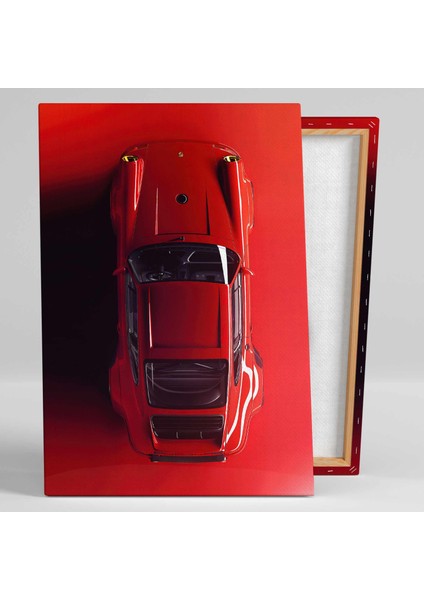 Kırmızı Porsche Klasik Araba Efsane Kanvas Tablo