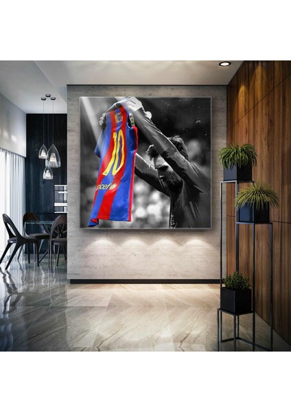 Lionel Messi Barcelona Forması Futbolcu Goat Kanvas Tablo