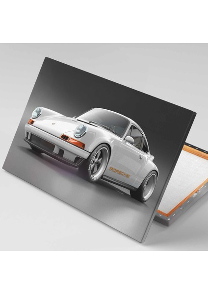 Beyaz Porsche Efsane Klasik Araba Kanvas Tablo