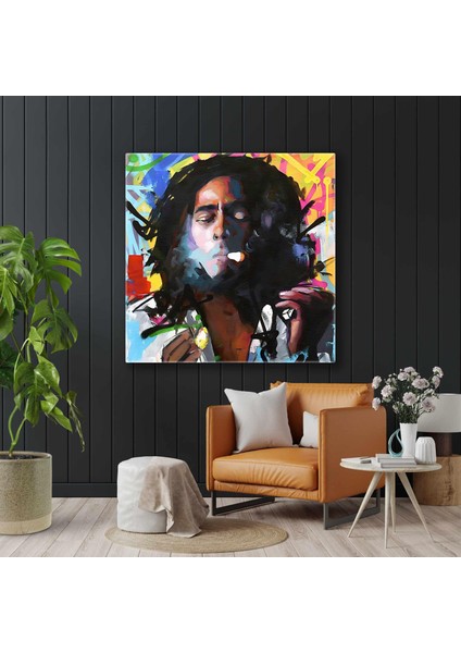Bob Marley Sokak Sanatı Grafiti Efsane Şarkıcı Kanvas Tablo