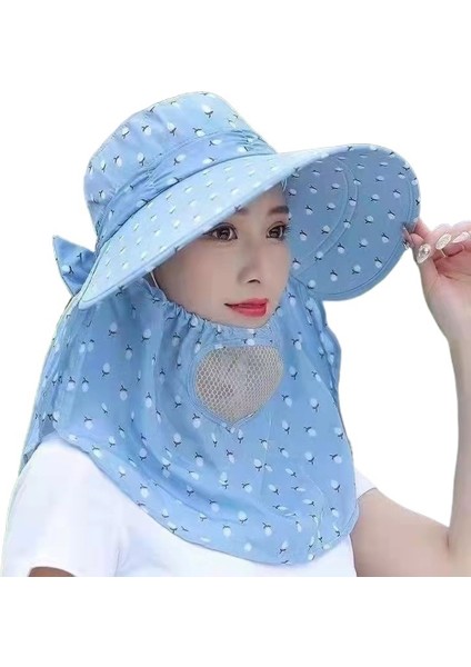 Yaz Şapka Örtüsü Yüz Güneş Şapkası Maskesi Serin Şapka Anti-Ultraviyole Çay Toplama Bisiklet Güneş Şapkası (Yurt Dışından)