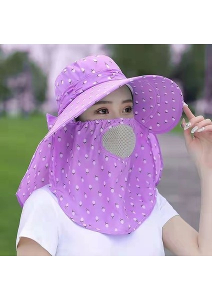 Yaz Şapka Örtüsü Yüz Güneş Şapkası Maskesi Serin Şapka Anti-Ultraviyole Çay Toplama Bisiklet Güneş Şapkası (Yurt Dışından)