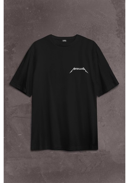 Metallica Rock Music Metal Skull Kuru Kafa James Lars Kırk Robert Sırt Ön Baskılı Oversize Tişört T-Shirt fiyatları