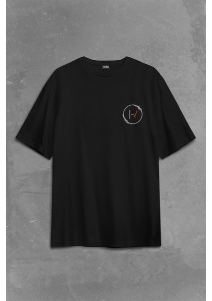 Twenty One Pilots Logo Stressed Sırt Ön Baskılı Oversize Tişört T-Shirt