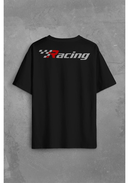 Racing Formula1 Araba Yarışı Motor Drag Sırt Ön Baskılı Oversize Tişört T-Shirt