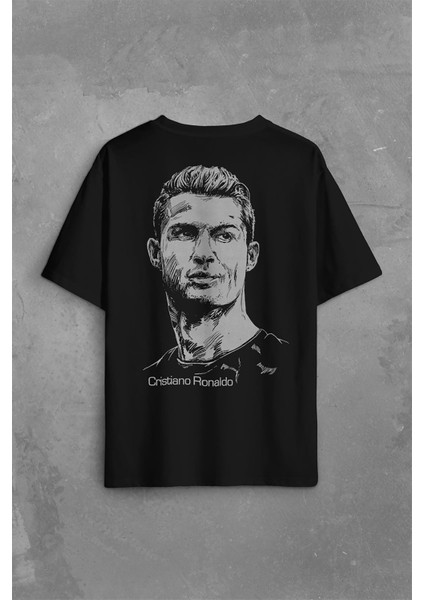 Cristiano Ronaldo Silüet Manchester United Sırt Ön Baskılı Oversize Tişört T-Shirt