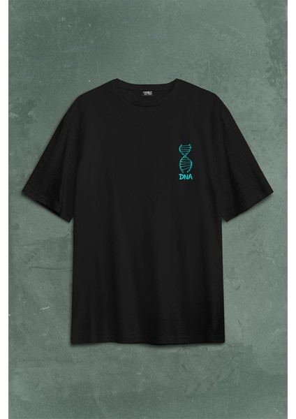 Dna Bisiklet Zinciri Genetik Hayat Ağacı Evrim Sırt Ön Baskılı Oversize Tişört T-Shirt