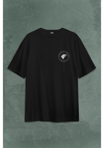 Game Of Thrones Logo Sırt Ön Baskılı Oversize Tişört T-Shirt
