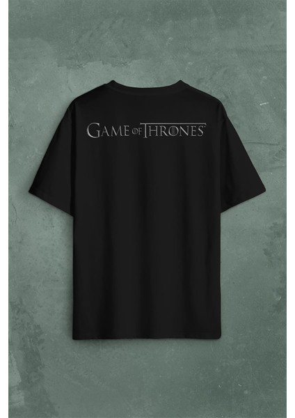 Game Of Thrones Logo Sırt Ön Baskılı Oversize Tişört T-Shirt