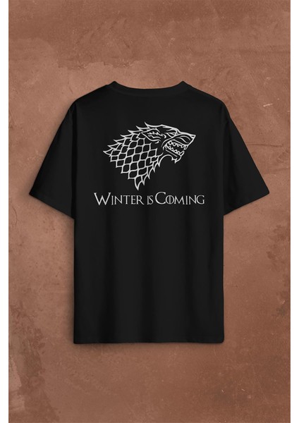 Game Of Thrones Winter Is Coming Sırt Ön Baskılı Oversize Tişört T-Shirt