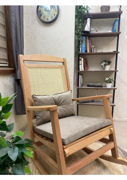 Veranda Naturel Vizon Minderli Hasırlı Sallanan Sandalye Hazeranlı Dinlenme Koltuğu modelleri
