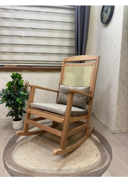 Veranda Naturel Vizon Minderli Hasırlı Sallanan Sandalye Hazeranlı Dinlenme Koltuğu fırsatları