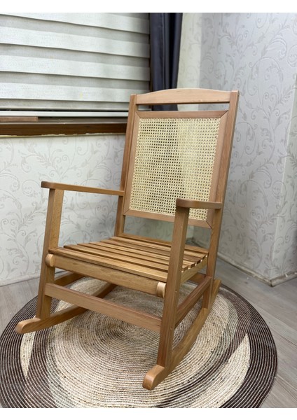 Veranda Naturel Boyalı Hasırlı Sallanan Sandalye Hazeranlı Dinlenme Koltuğu fırsatları