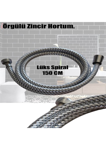 Meydancılar Klasspiral Örgülü 150CM Zincir Duş Hortumu Lüks 360 Derece Dönebilen Yüksek Performanslı Duş Zinciri