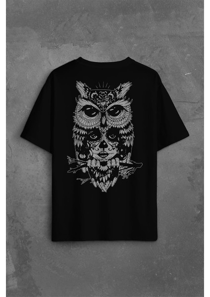 Owl Baykuş Üzgün Kız Güçlü Kadın Sırt Ön Baskılı Oversize Tişört T-Shirt fiyatları