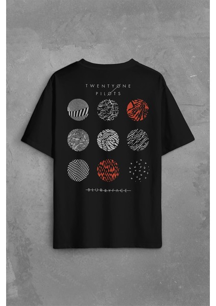 Twenty One Pilots Logo Stressed Sırt Ön Baskılı Oversize Tişört T-Shirt