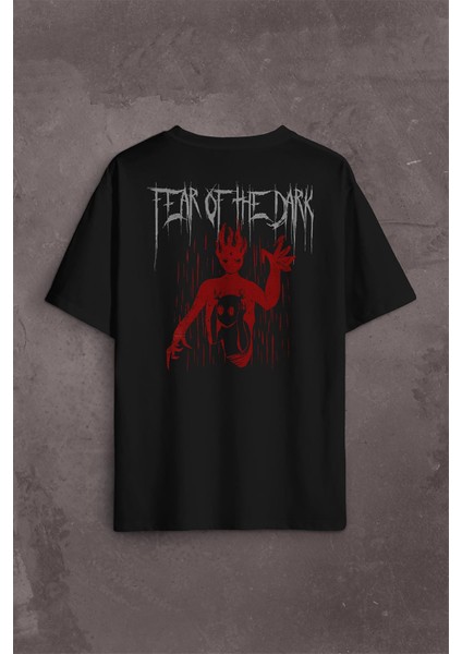 Fear Of The Dark Karanlık Dark Gothic Urban Street Wear Sırt Ön Baskılı Oversize Tişört T-Shirt