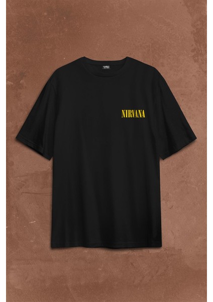 Nirvana Hanson Müzik Grubu Logo Nirvana Music Grou Sırt Ön Baskılı Oversize Tişört T-Shirt