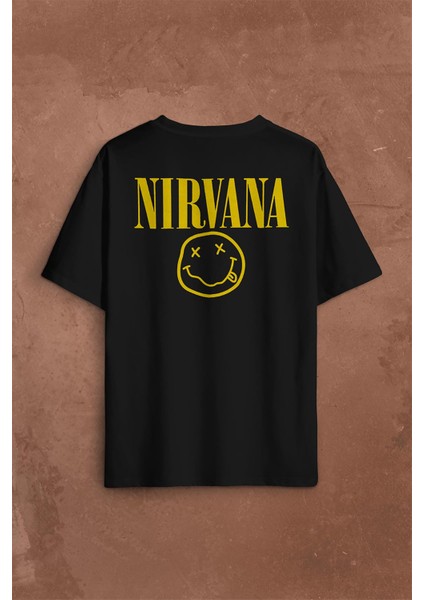 Nirvana Hanson Müzik Grubu Logo Nirvana Music Grou Sırt Ön Baskılı Oversize Tişört T-Shirt fiyatları