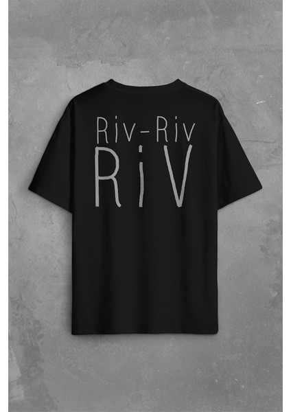 Riv Riv Riv Rivrivriv Rivriv Kemençe Horon Karadeniz Sırt Ön Baskılı Oversize Tişört T-Shirt