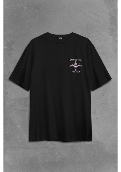 Whitebeard Amiral Prates One Piece Luffy Sırt Ön Baskılı Oversize Tişört T-Shirt
