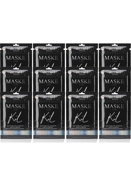 Soyulabilir Havyarlı Siyah Kil Yüz Maskesi Tüm Cilt Tipleri İçin 15 ml 12 Adet
