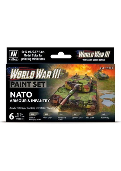 70223 6x18 ml. NATO Armour & Infantry, Model Color Serisi Model Boyası Seti modelleri