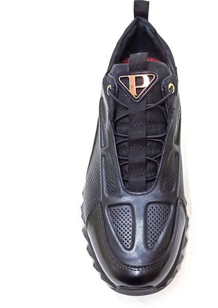 Siyah Deri Erkek Sneaker Ayakkabı fırsatları