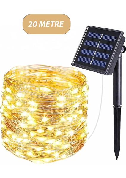 Su Geçirmez 20 Metre Güneş Enerjili Dış Mekan Solar Peri Ip LED Işık Dekoratif Bahçe Aydınlatma
