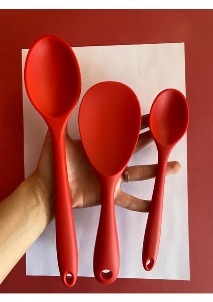 Sert Uçlu Isıya Dayanıklı Silikon Uzun Kaşık 28 cm / Kısa Kaşık 22 cm / Kısa Derin Kaşık 20 cm