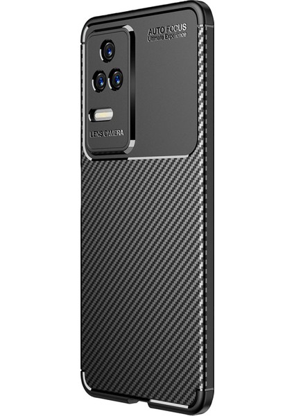 Xiaomi Poco F4 / Redmi K40S Uyumlu Onix Serisi Carbon Fieber Silikon Kılıf