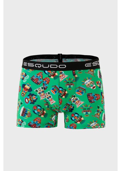 Pamuklu Tasarım Desenli Streç Boxer Erkek Boxer 643002