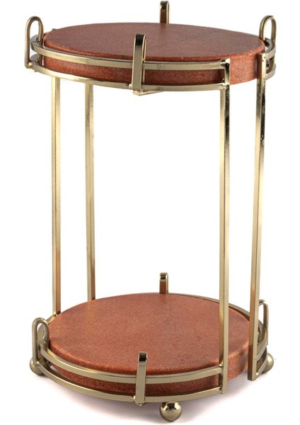 Yuvarlak Mermer 2 Katlı Servis 17X28CM