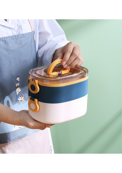 Bento 1200ml Çift Renkli Lunchbox Yeni Koleksiyon 2 Katlı Çelik Sefer Tası Yemek Kutusu