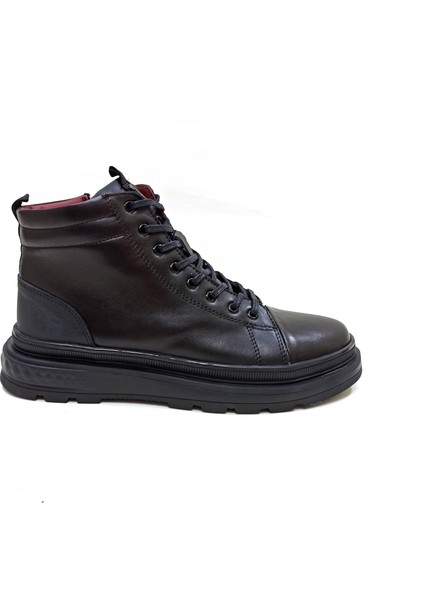 Siyah Deri Erkek Sneaker Bot Ayakkabı