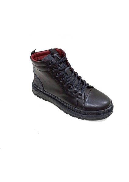 Siyah Deri Erkek Sneaker Bot Ayakkabı