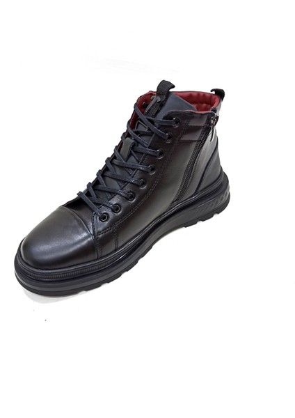 Siyah Deri Erkek Sneaker Bot Ayakkabı