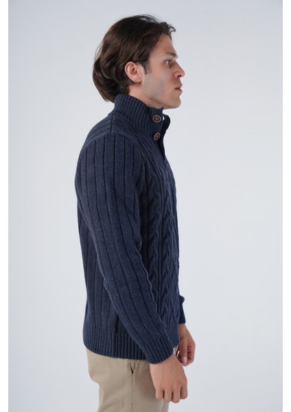 Erkek Saç Örgülü Yürütme Arka Kol Fitilli Düğmeli Triko Yün Kazak TRIST-5307 fiyatları
