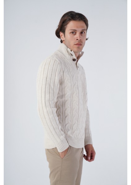 Erkek Saç Örgülü Yürütme Arka Kol Fitilli Düğmeli Triko Yün Kazak TRIST-5307 fiyatları