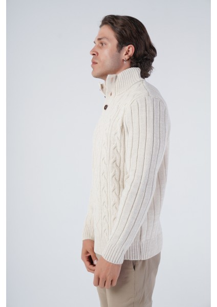 Erkek Saç Örgülü Yürütme Arka Kol Fitilli Düğmeli Triko Yün Kazak TRIST-5307 fırsatları