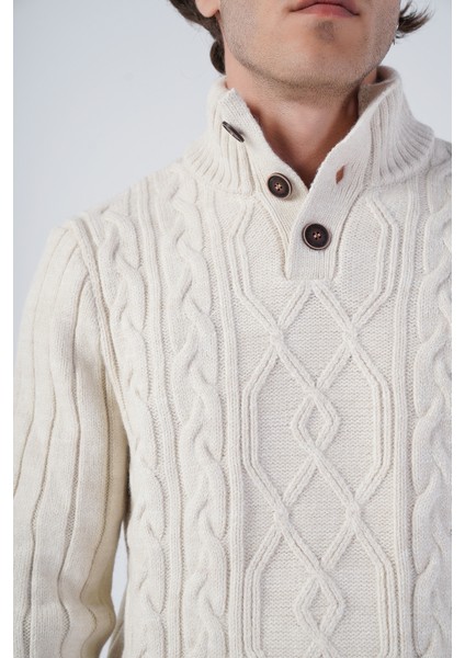 Erkek Saç Örgülü Yürütme Arka Kol Fitilli Düğmeli Triko Yün Kazak TRIST-5307 indirimleri