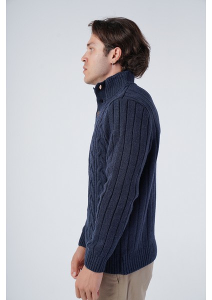 Erkek Saç Örgülü Yürütme Arka Kol Fitilli Düğmeli Triko Yün Kazak TRIST-5307 fırsatları